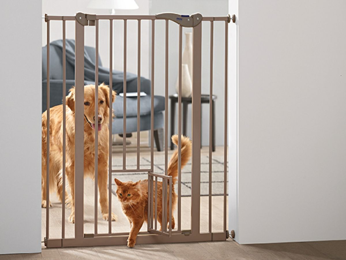 犬用 ペットゲート SAVIC  ベルギーサヴィッチ ドッグバリアードア107+スモールドア グレージュ 犬 脱走 防止 門扉