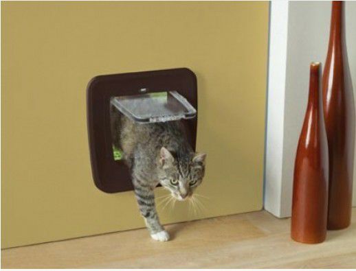 猫用 キャットドア ベルギーSAVIC サヴィッチ アップグレードアクセス4ウエイキャットドア ブラウン キャット フラップ 猫 ドア 入口