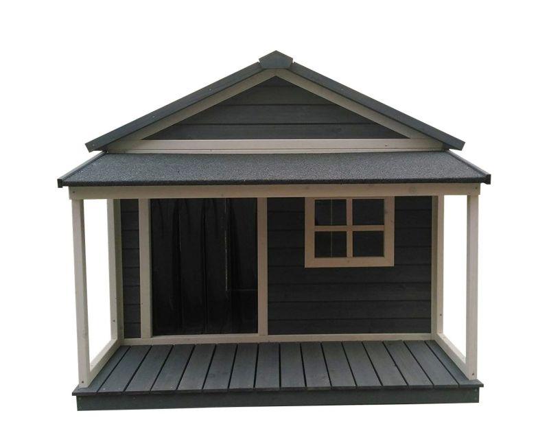 木製 犬小屋ドッグハウス 室外 ドアと窓付きの犬用犬小屋 ホームタウン