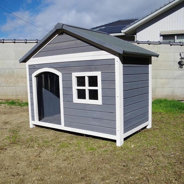 犬用 犬小屋 ニューホームタウンドッグハウス with テラスL ALLWAN 大型犬 屋外 用 犬 小屋 屋外用 大型犬 木製 テラス付き  オリジナルペットシーツと海外ペット用品のセレクトショップ ALLFORWAN'sLIFE（オールフォーワンズライフ）