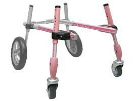 犬用 車椅子 ドッグホイールチェア フロントアタッチメント２２センチStrut３０センチタイヤ FOF35.6-43ｃｍサイズ ピンク ウォーキンホイールズ