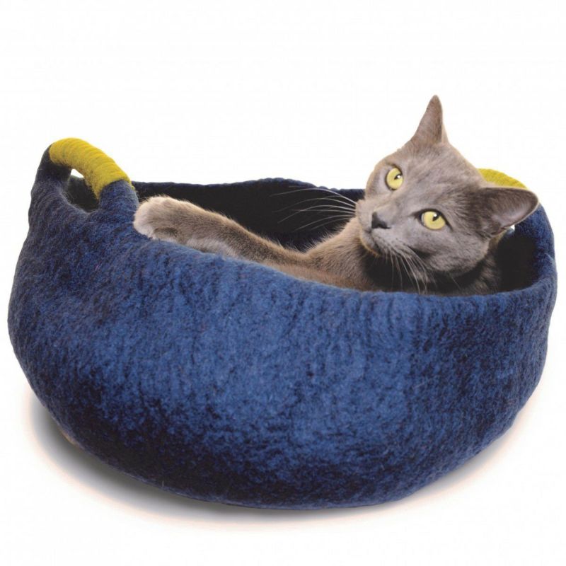 猫用 ベッド ダルマドッグカルマキャット ハンドルバスケットケイブ グリーンS