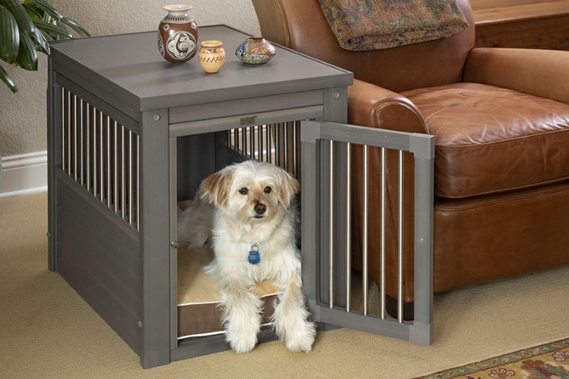 Allforwan Slife犬小屋 ニューエイジペット Ecoflex 室内ドッグハウス インプレイスペットクレートエンドテーブルm グレー 犬小屋 室内 おしゃれ