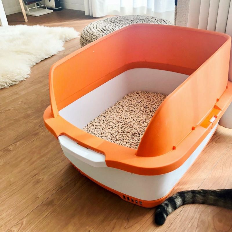 猫用 トイレ CATECO リッターボックスエクステンションセット オレンジ 臭い対策