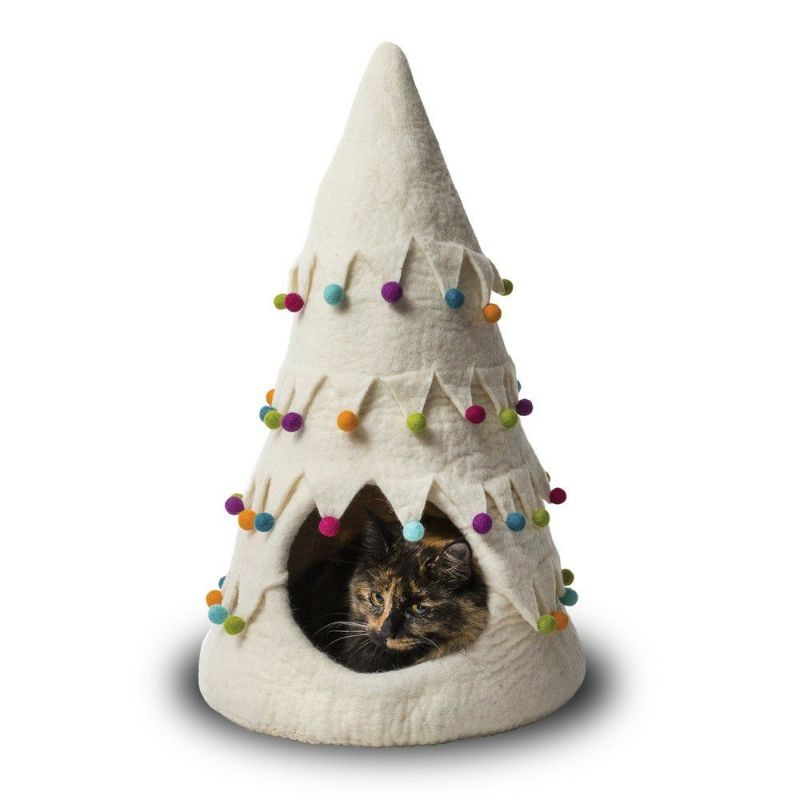 猫用 ベッド ダルマドッグカルマキャット クリスマスツリーケイブ ホワイト クリスマスツリー