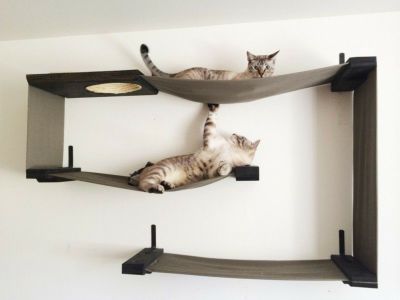 猫用 キャットタワー Catastrophic Creations 壁取り付け用 ファブリックキャットメイズ オニキスチャコールグレーブラック キャットステップ キャットラダー キャットウォーク