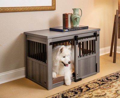 Allforwan Slife犬ケージ ニューエイジペット Ecoflex 室内ドッグハウス ホームステッドドッグクレート L グレー 犬小屋 室内 おしゃれ ドッグケージ