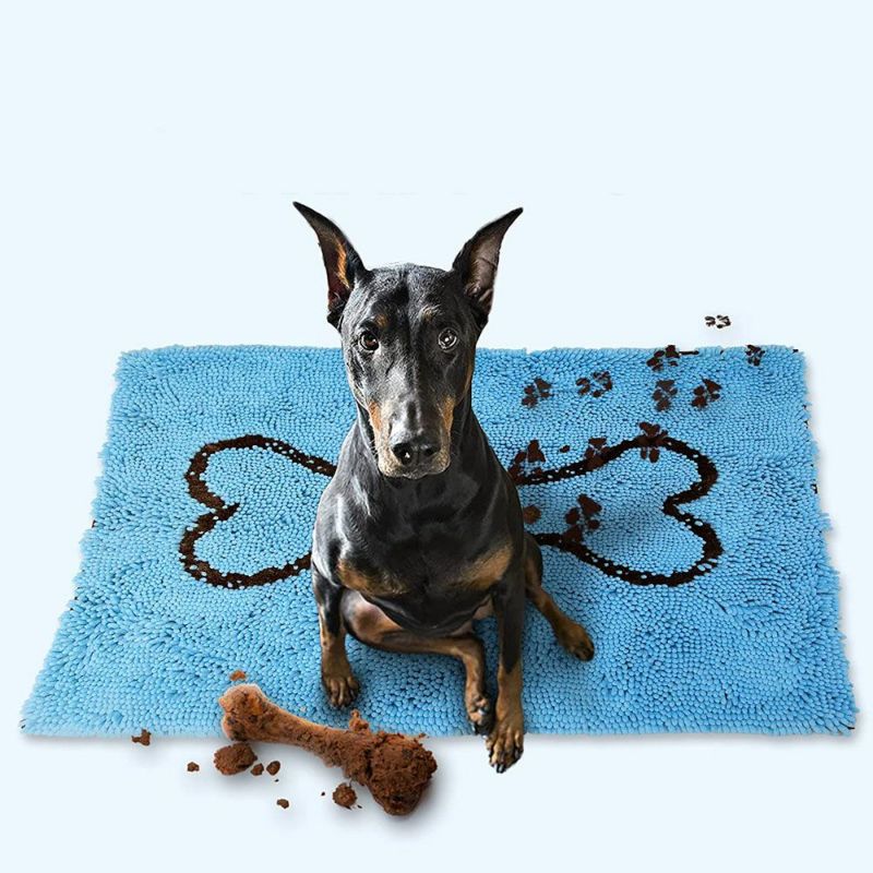 犬用 ペットベッド Soggy Doggy Doormat ソギードギードアマットLサイズ Blue/Brown bone