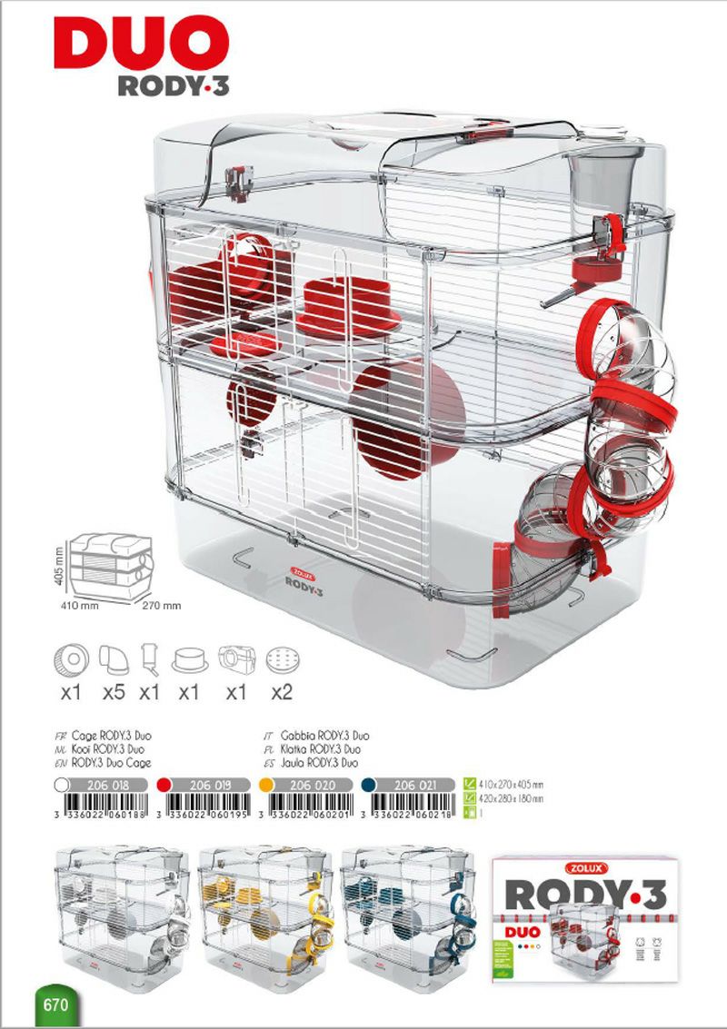 小動物用 ケージ フランスZOLUX ハムスターケージ RODY3 デュオ 