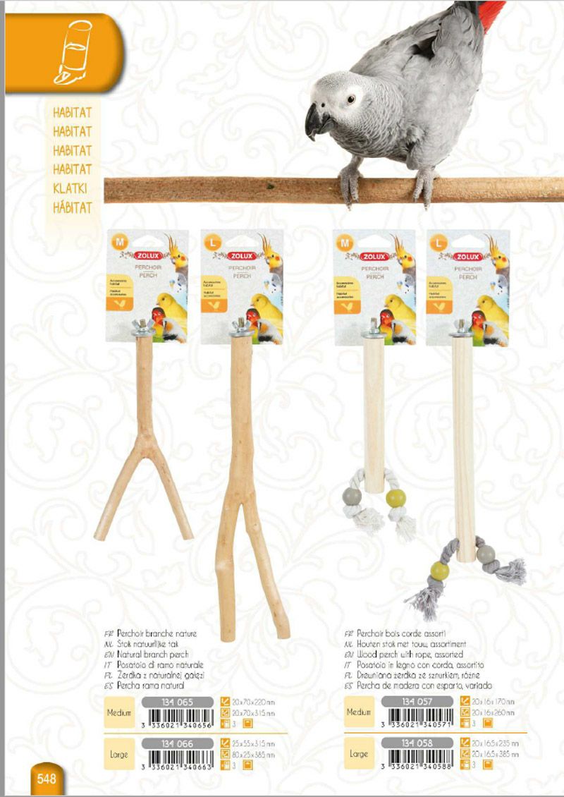 鳥用 止まり木 フランスZOLUX ナチュラルウッドパーチLサイズ