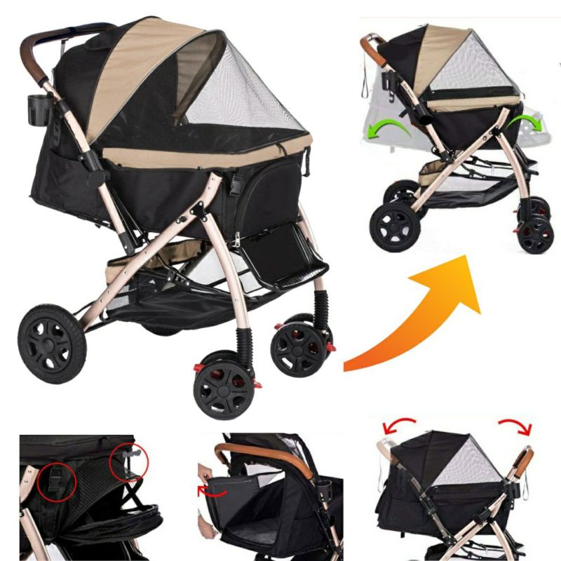 犬用 ペットカート ALLWAN FREEDOM フリーダム タープ 専用レインカバー＆カートフックセットバージョン 耐荷重34ｋｇまで オールワンフリーダム ペット カート ペットカート 中型犬 おすすめ 多頭飼い 2匹以上