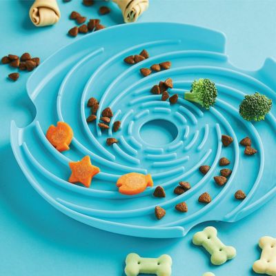 犬用 食器 ペットドリームハウス 早食い防止 SPINアクセサリー リックフライングディスクフードボウル Ｍ ブルー