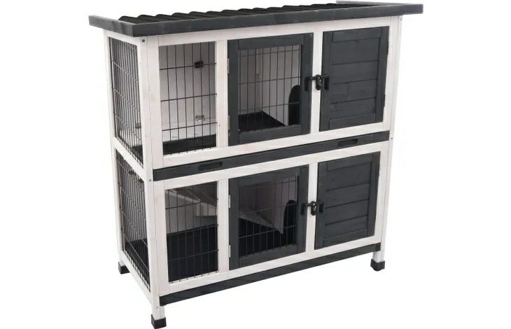 小動物用 ケージ ベルギーFLAMINGOPET コンビ1 ラスティックグレー ウサギ小屋 うさぎ小屋 屋外用