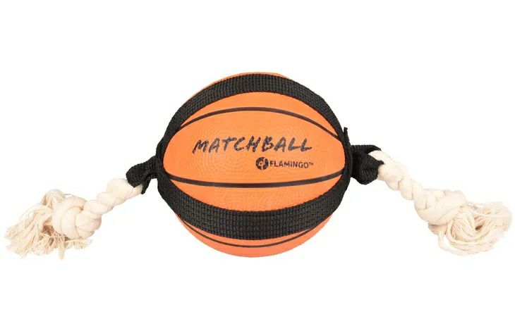 犬用 おもちゃ ベルギーFLAMINGOPET ビッグボールロープトイボールバスケットボール