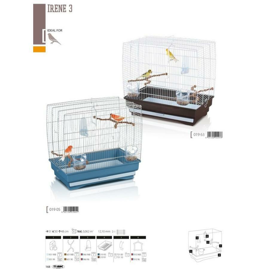鳥用 鳥かご イタリアIMAC カナリア・インコ用ケージセット イレーナ3